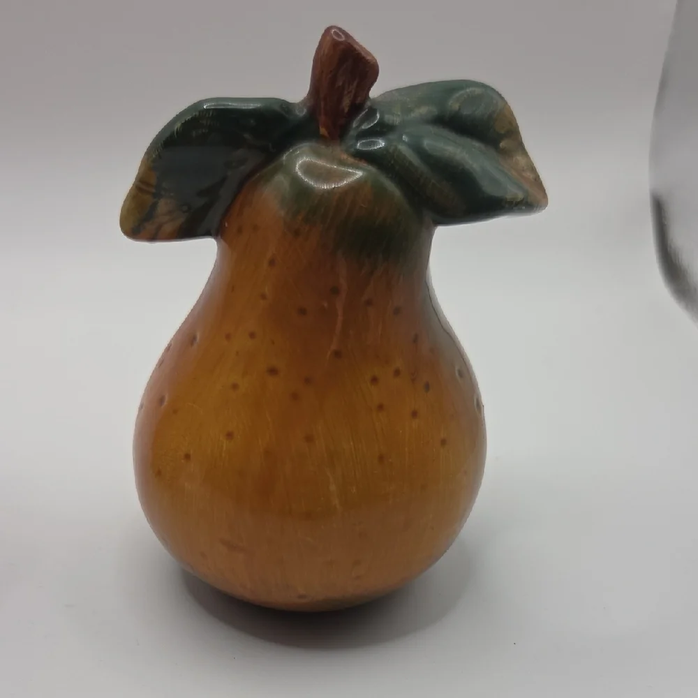Salt And Pepper Shaker Sakura Red Apple and Brown Pear Ceramic Set